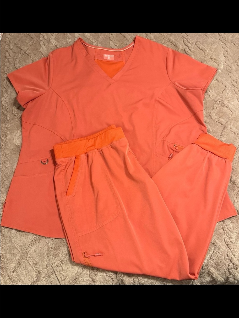 Coral Orange Medical Scrub Set